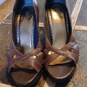 Brown and Gold Women Shoes